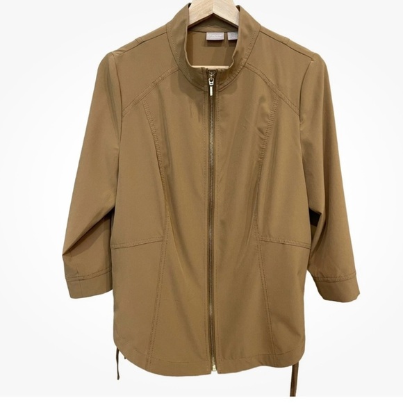 Chico's Zenergy Women's Full Zip Collared Jacket /3/4 Sleeves / Golf/ Size 3 - Picture 1 of 7